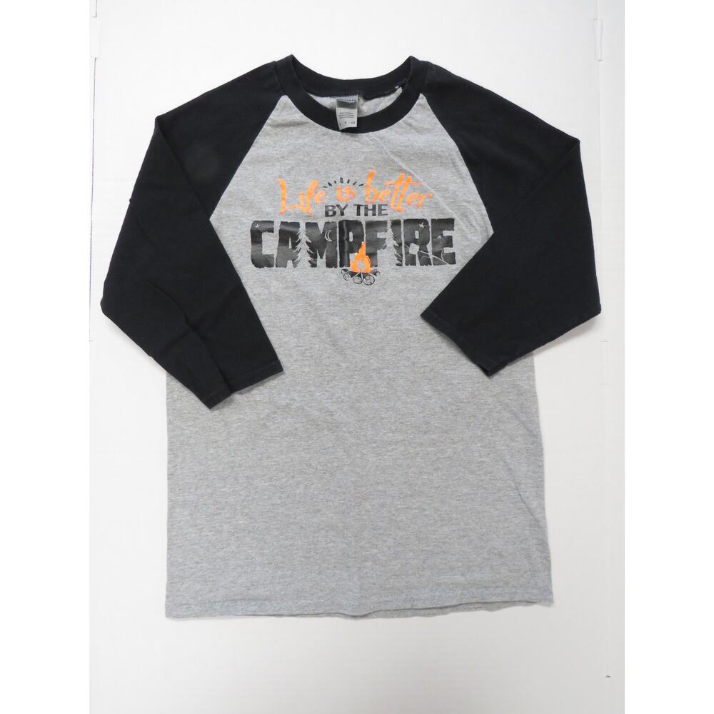 Life Is Better By The Campfire Raglan 3/4 Sleeve Graphic Shirt Hiking Camping